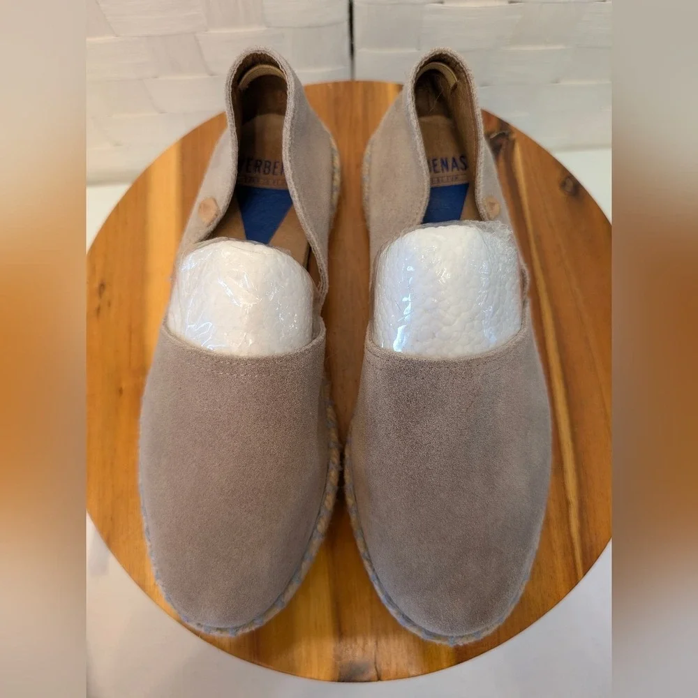 Verbenas Gaudi Taupe Suede Espadrilles Made in Spain Flat‎ Slip On Shoes Size 37